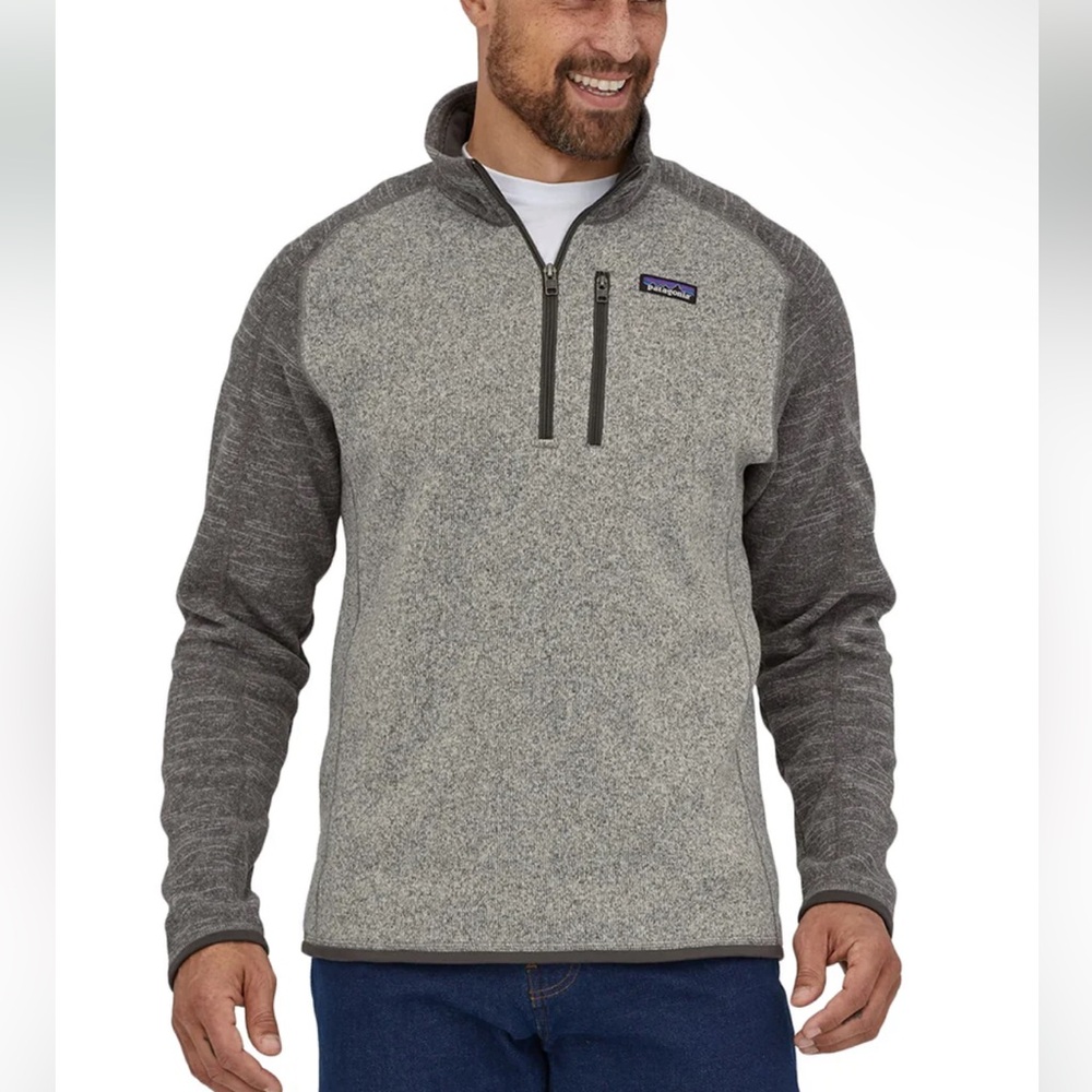 Patagonia Men's Better Sweater 1/4 Zip Fleece - Nickel w/Forge Grey